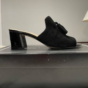 Karl Lagerfeld Paris tasseled black mules